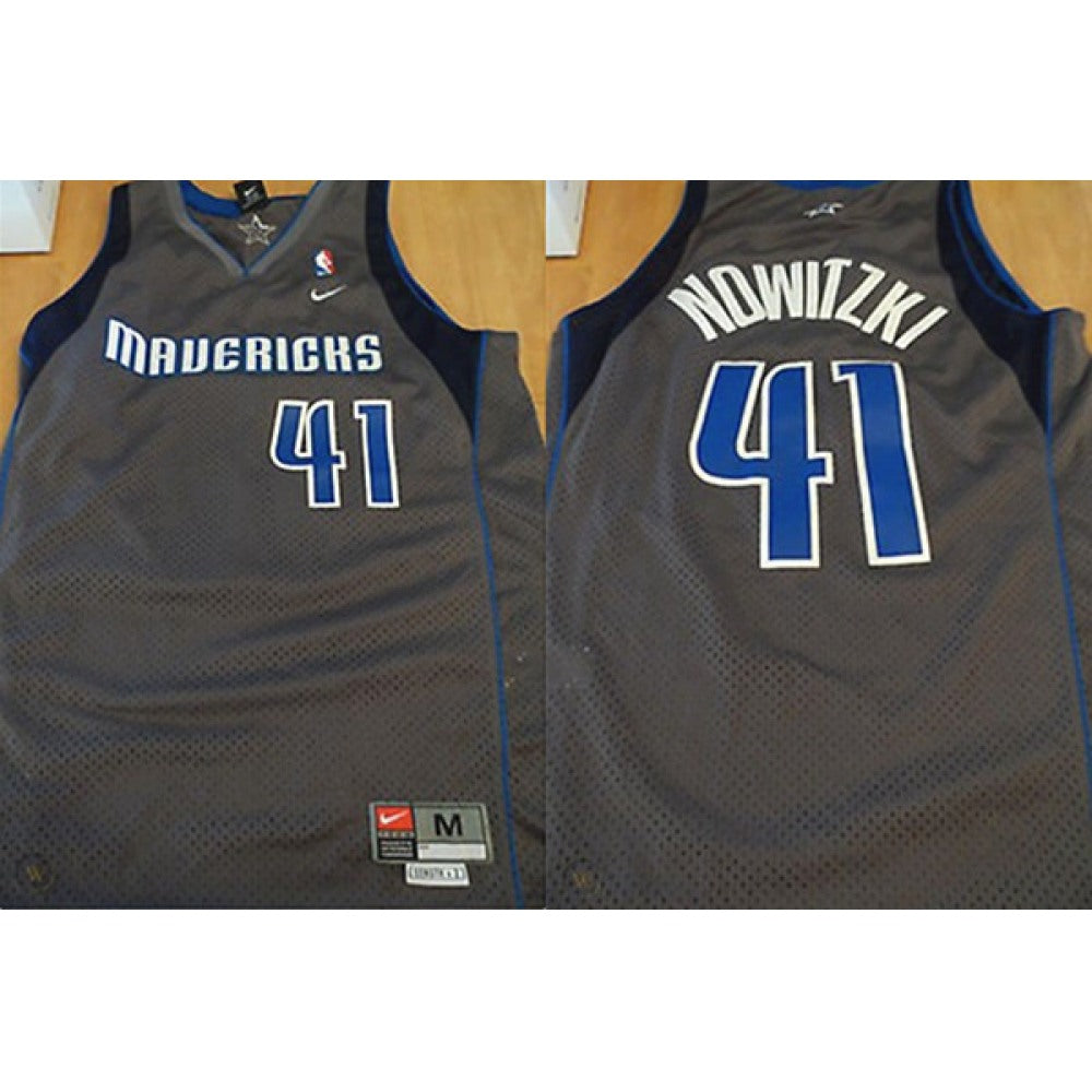Men's Dallas Mavericks #41 Dirk Nowitzki Grey Association Edition Swingman Stitched Jersey