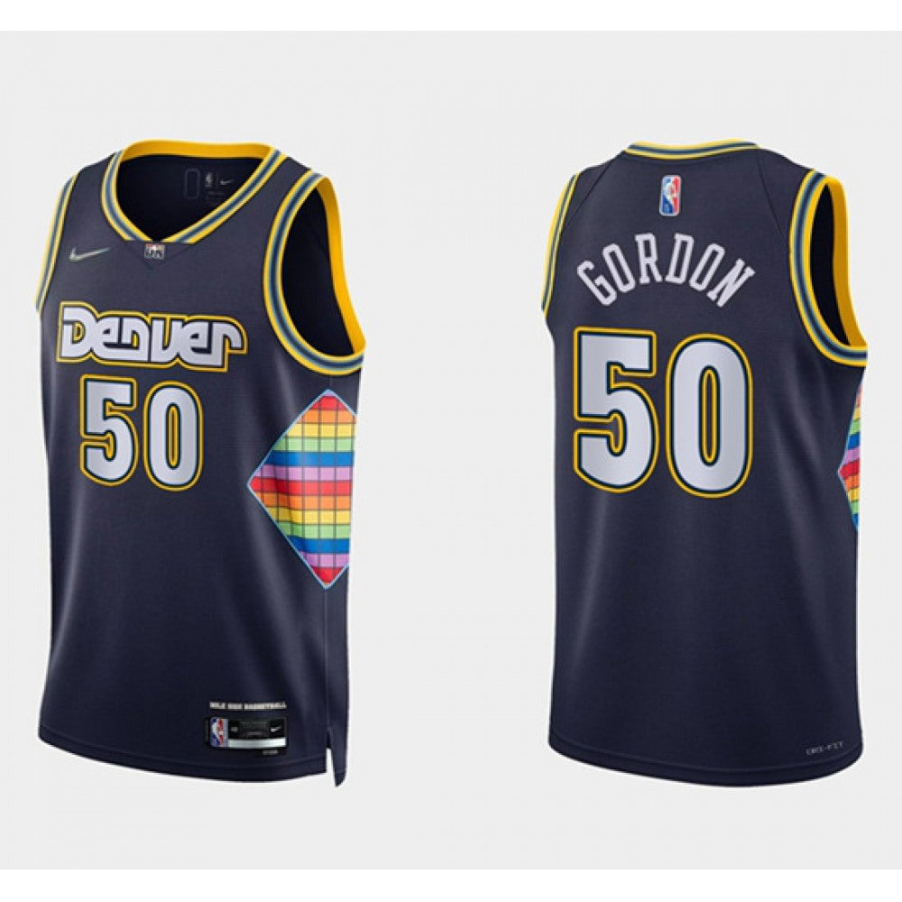 Men's Denver Nuggets #50 Aaron Gordon Navy 2021/22 City Edition 75th Anniversary Stitched Jersey