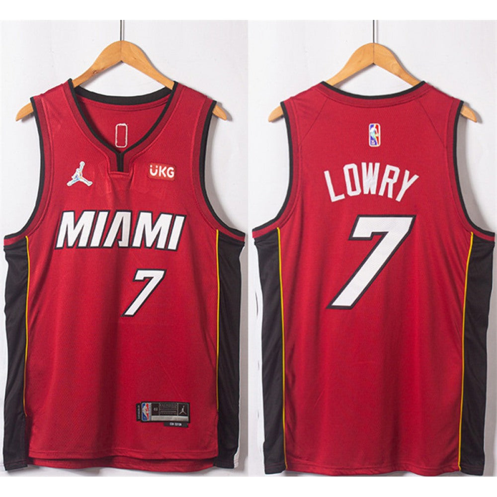 Men's Miami Heat #7 Kyle Lowry Red Statement Edition 75th Anniversary Stitched Jersey