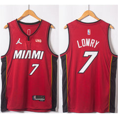 Men's Miami Heat #7 Kyle Lowry Red Statement Edition 75th Anniversary Stitched Jersey
