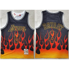 Men's Los Angeles Lakers #8 Kobe Bryant Black Mitchell & Ness 1996-97 Hardwood Classics Swingman Flames Stitched Jersey