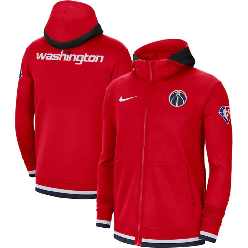Men's Washington Wizards Red 75th Anniversary Performance Showtime Full-Zip Hoodie Jacket