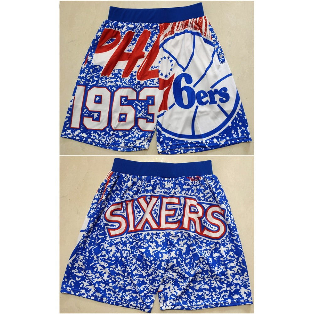 Men's Philadelphia 76ers Blue Mitchell & Ness Shorts (Run Small)