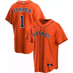 Men's Houston Astros #1 Carlos Correa Orange Cool Base Stitched Jersey