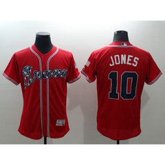 Braves #10 Chipper Jones Red Flexbase Authentic Collection Stitched MLB Jersey