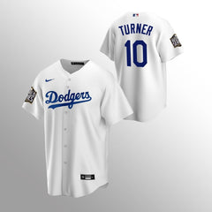 Men's Los Angeles Dodgers #10 Justin Turner White 2020 World Series Bound stitched Jersey
