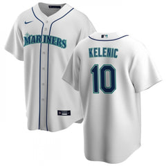 Men's Seattle Mariners #10 Jarred Kelenic White Cool Base Stitched jersey