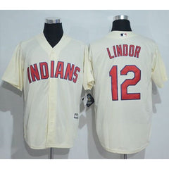 indians #12 Francisco Lindor Cream New Cool Base Stitched MLB Jersey