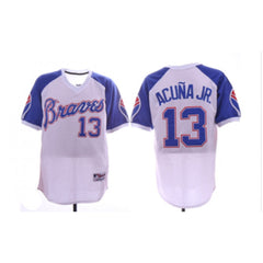 Men's Atlanta Braves #13 Ronald Acuna Jr. White 1974 Turn Back the Clock Jersey