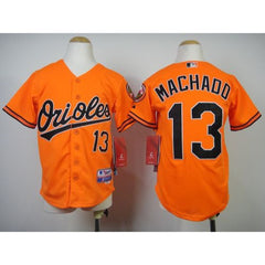 Orioles #13 Manny Machado Orange Cool Base Stitched Youth MLB Jersey