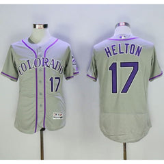Rockies #17 Todd Helton Grey Flexbase Authentic Collection Stitched MLB Jersey