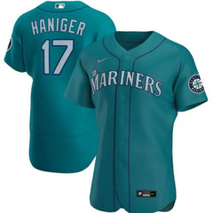 Men's Seattle Mariners #17 Mitch Haniger Aqua Flex Base Stitched jersey
