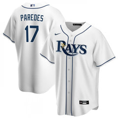 Men's Tampa Bay Rays #17 isaac Paredes White Cool Base Stitched Baseball Jersey