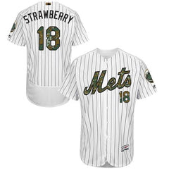 Mets #18 Darryl Strawberry White(Blue Strip) Flexbase Authentic Collection 2016 Memorial Day Stitched MLB Jersey