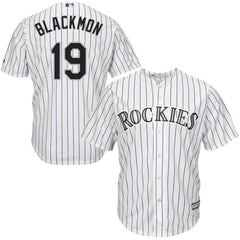 Men's Colorado Rockies #19 Charlie Blackmon White Cool Base Stitched MLB Jersey