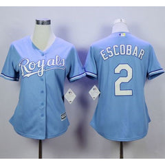 Royals #2 Alcides Escobar Light Blue Home Women's Stitched MLB Jersey
