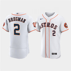 Men's Houston Astros #2 Alex Bregman White 60th Anniversary Flex Base Stitched Baseball Jersey