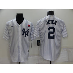 Men's New York Yankees #2 Derek Jeter White Cool Base Stitched Baseball Jersey