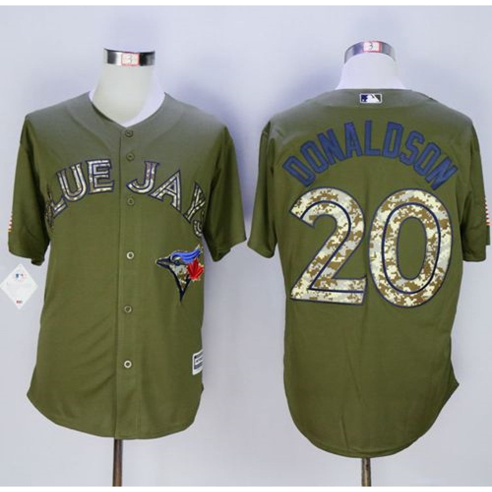 Blue Jays #20 Josh Donaldson Green Camo New Cool Base Stitched MLB Jersey