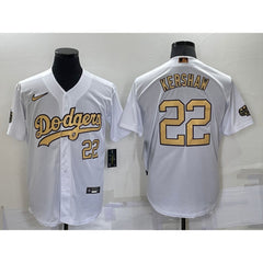Men's Los Angeles Dodgers #22 Clayton Kershaw 2022 All-Star White Cool Base Stitched Baseball Jersey