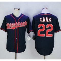 Twins #22 Miguel Sano Navy Blue Alternate Road New Cool Base Stitched MLB Jersey