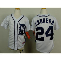 Tigers #24 Miguel Cabrera White Cool Base Stitched Youth MLB Jersey
