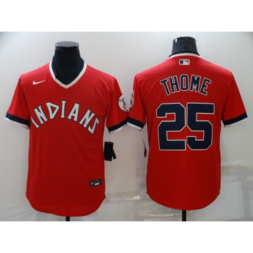 Men's Cleveland indians #25 Jim Thome Red Stitched Baseball Jersey