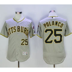 Pirates #25 Gregory Polanco Grey Flexbase Authentic Collection Stitched MLB Jersey