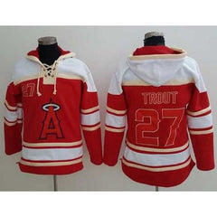 Angels of Anaheim #27 Mike Trout Red Sawyer Hooded Sweatshirt MLB Hoodie