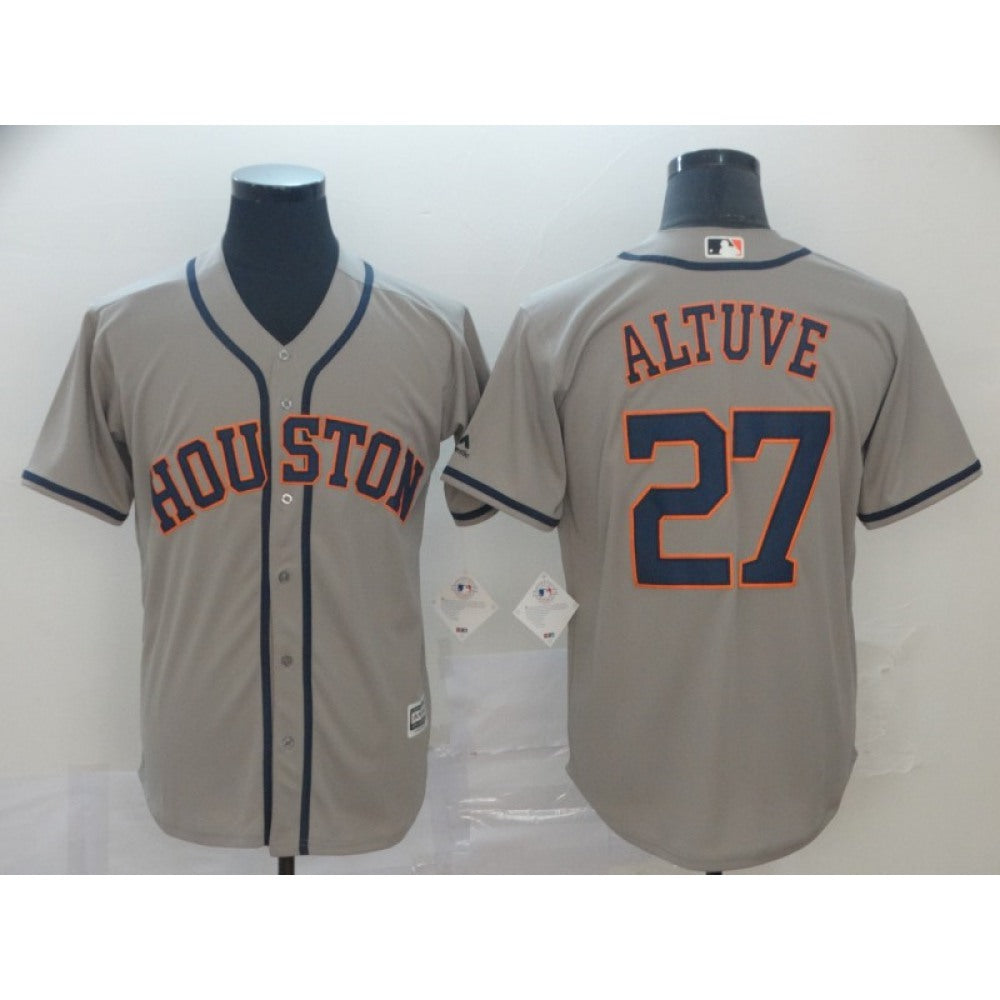Men's Houston Astros #27 Jose Altuve Grey Cool Base Stitched MLB Jersey
