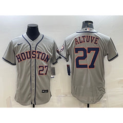 Men's Houston Astros #27 Jose Altuve Grey Flex Base Stitched Baseball Jersey