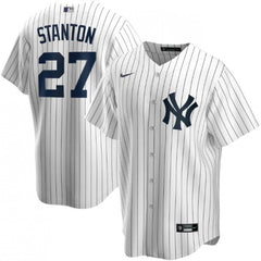 Men's New York Yankees #27 Giancarlo Stanton White Cool Base Stitched Jersey