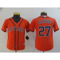 Youth Houston Astros #27 Jose Altuve Orange Cool Base Player Stitched MLB Jersey
