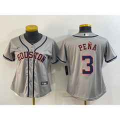 Women's Houston Astros #3 Jeremy Pena Gray Cool Base Stitched Baseball Jersey(Run Small)