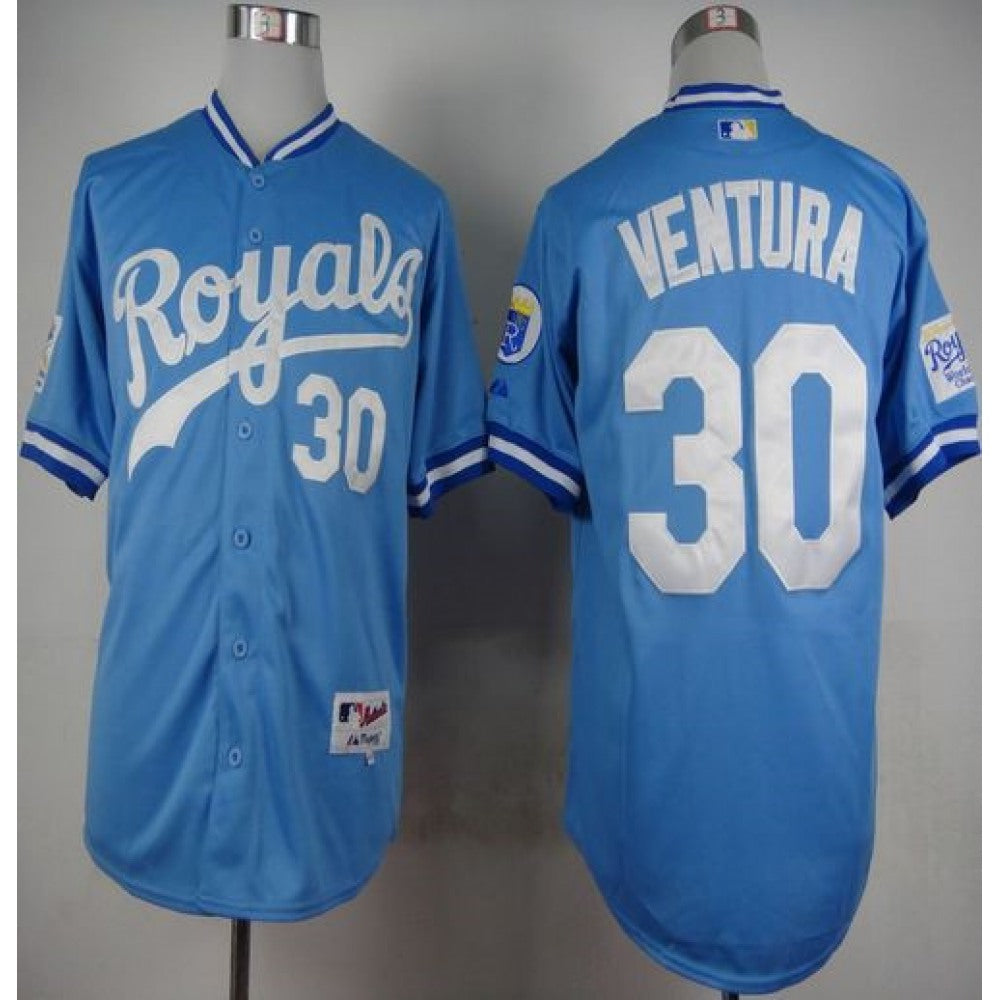Royals #30 Yordano Ventura Light Blue 1985 Turn Back The Clock Stitched MLB Jersey