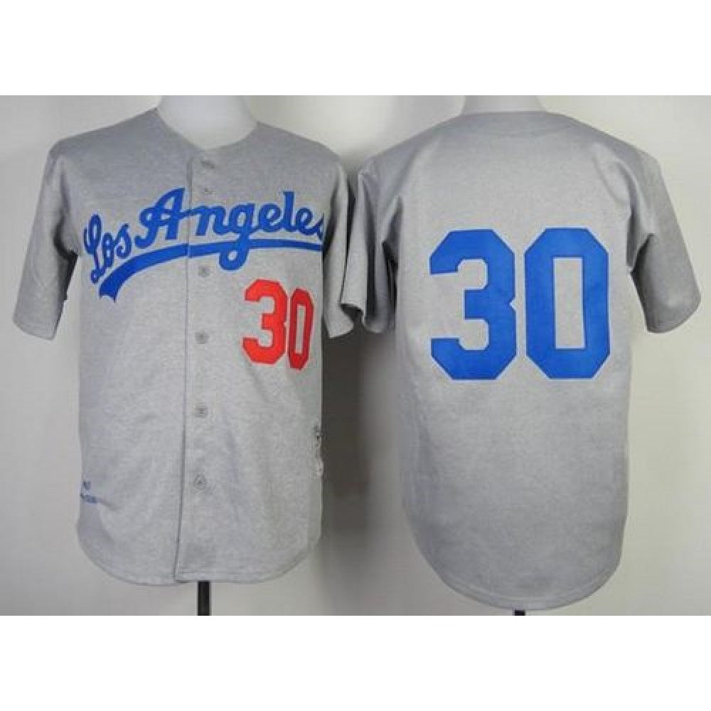 Mitchell And Ness 1963 Dodgers #30 Maury Wills Grey Throwback Stitched MLB Jersey