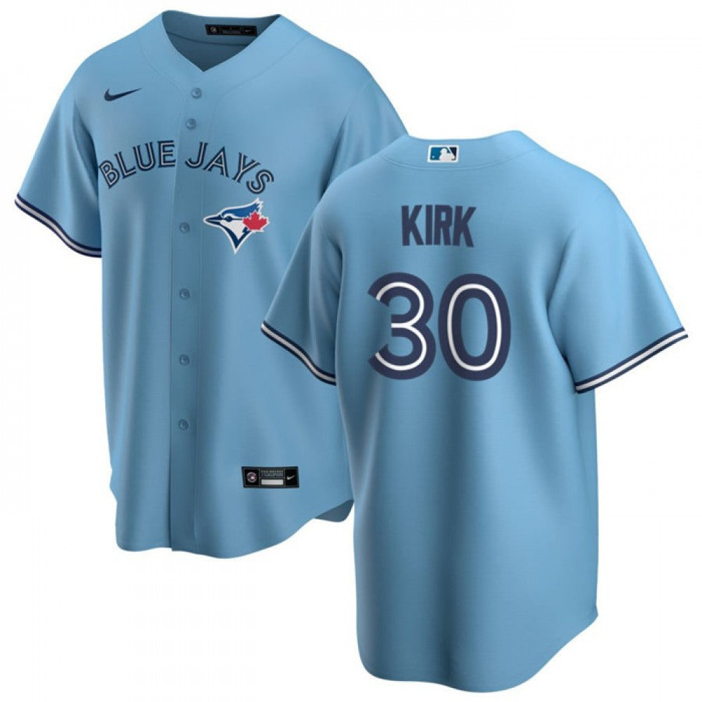Men's Toronto Blue Jays #30 Alejandro Kirk Light Blue Cool Base Stitched Jersey
