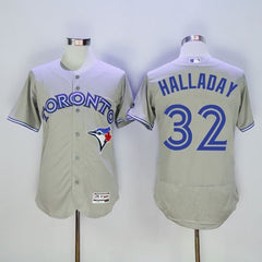 Blue Jays #32 Roy Halladay Grey Flexbase Authentic Collection Stitched MLB Jersey