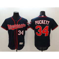 Men's Minnesota Twins #34 Kirby Puckett Navy Flexbase Stitched MLB Jersey