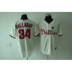 Phillies #34 Roy Halladay Stitched Cream Youth MLB Jersey