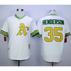 Mitchell And Ness Athletics #35 Rickey Henderson White Cool Base Stitched MLB Jersey
