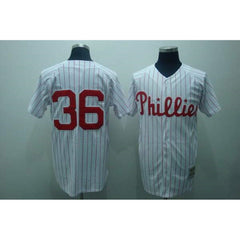 Mitchell and Ness Phillies #36 Robin Roberts Stitched White Red Strip MLB Jersey