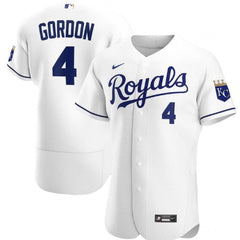Men's Kansas City Royals #4 Alex Gordon White Flex Base Stitched Jersey