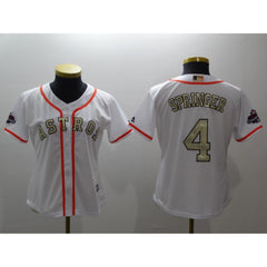 Women's Houston Astros #4 George Springer Majestic White 2018 Gold Program Cool Base Player Stitched MLB Jersey