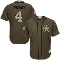 Astros #4 George Springer Green Salute to Service Stitched Youth MLB Jersey