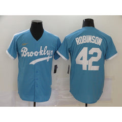 Men's Los Angeles Dodgers #42 Jackie Robinson Throwback Blue Cool Base Stitched Jersey