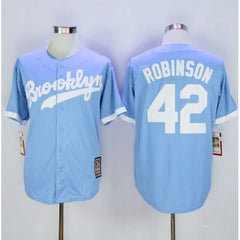 Mitchell And Ness Dodgers #42 Jackie Robinson Light Blue Throwback Stitched MLB Jersey