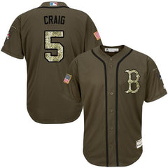 Red Sox #5 Allen Craig Green Salute to Service Stitched Grey Jersey
