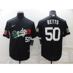 Men's Los Angeles Dodgers #50 Mookie Betts Black Cool Base Stitched Baseball Jersey