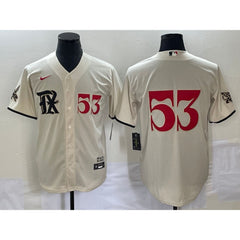 Men's Texas Rangers #53 Adolis Garcia Cream 2023 City Connect Cool Base With Patch Stitched Baseball Jersey